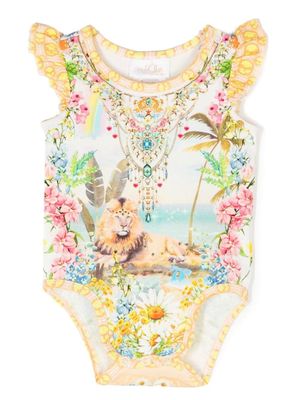 Camilla body en coton à imprimé graphique - Blanc