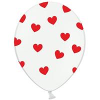 Hartjes ballonnen - 6x st - rood/wit - 30 cm - Valentijn versiering - thumbnail