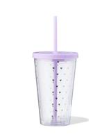 HEMA Drinkbeker 500ml Hartjes Met Rietje En Deksel Lila