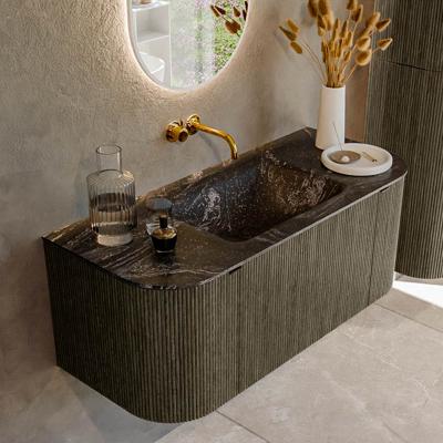 Badmeubel Mondiaz Kurve-Dlux | 110 cm cm | Meubelkleur Shadow | Wastafelkleur Lava | Solid surface | Wasbak midden spoelbak | Zonder kraangat(en)