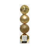 4x Licht gouden kerstballen 10 cm kunststof mix