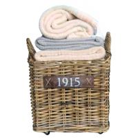 Opbergmand - op wieltjes - bruin - 40 x 40 x 42 cm - rotan - gevlochten riet - mand