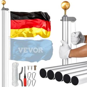 VEVOR Vlaggenmast Aluminium 7,55m Vlaggenmast Duitsland Vlaggenmast Zilver