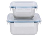 SILVERCREST Rvs vershoudbakjes (Vierkant, Blauw)