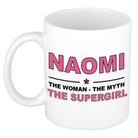 Naam cadeau mok/ beker Naomi The woman, The myth the supergirl 300 ml - Naam mokken - thumbnail
