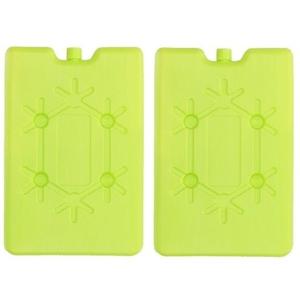 Koelelement plat - 2x - groen - 200 ml - 11 x 16 cm - koeltas/koelbox element