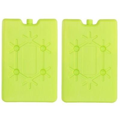 Koelelement plat - 2x - groen - 200 ml - 11 x 16 cm - koeltas/koelbox element