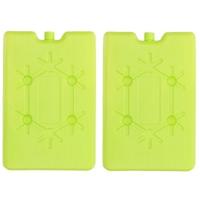 Koelelement plat - 2x - groen - 200 ml - 11 x 16 cm - koeltas/koelbox element