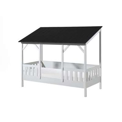 Vipack huisbed met zwart dak - wit - 90x200 cm - Leen Bakker