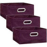 Set van 3x stuks opbergmand/kastmand 14 liter aubergine paars linnen 31 x 31 x 15 cm