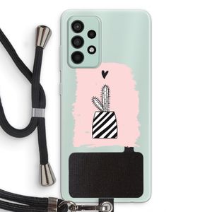 Zwart-wit cactus: Samsung Galaxy A52s 5G Transparant Hoesje met koord