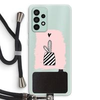 Zwart-wit cactus: Samsung Galaxy A52s 5G Transparant Hoesje met koord