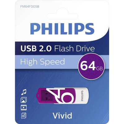 Philips VIVID USB-stick 64 GB Paars FM64FD05B/00 USB-A 2.0