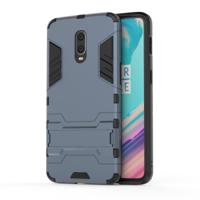 Schokbestendige PC + TPU Case voor OnePlus 6T met houder (marineblauw)