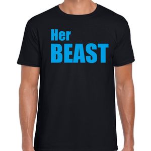 Her beast fun t-shirt / kado shirt zwart met blauwe tekst voor heren 2XL  -