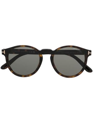 TOM FORD Eyewear lunettes de soleil rondes à effet écailles de tortue - Marron
