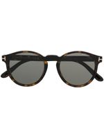 TOM FORD Eyewear lunettes de soleil rondes à effet écailles de tortue - Marron