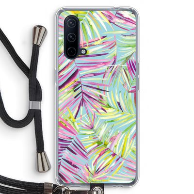 Tropical Palms Blue: OnePlus Nord CE 5G Transparant Hoesje met koord