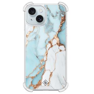 iPhone 14 shockproof hoesje - Marmer lichtblauw