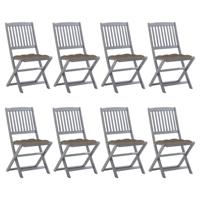 Tuinstoelen 8 st inklapbaar met kussens massief acaciahout