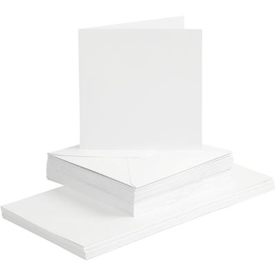 Creativ Company Kaarten en enveloppen, afmeting kaart 15x15 cm, afmeting envelop 16x16 cm, 120+240 gr, wit, 50 set/ 1 doos