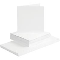 Creativ Company Kaarten en enveloppen, afmeting kaart 15x15 cm, afmeting envelop 16x16 cm, 120+240 gr, wit, 50 set/ 1 doos