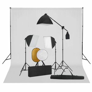 vidaXL Fotostudioset met softboxlampen, achtergrond en reflector