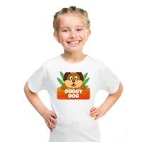 T-shirt wit voor kinderen met Doggy Dog de hond - thumbnail