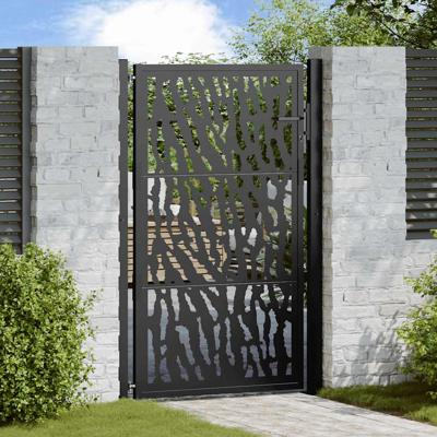 Poort met sporenontwerp 105x155 cm staal zwart