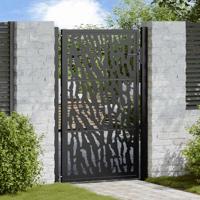 Poort met sporenontwerp 105x155 cm staal zwart