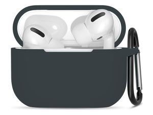 Hoesje geschikt voor Apple Airpods Pro - Softcase - Sleutelhanger - Cover - Extra dun - Siliconen - Antraciet/Grijs