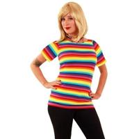 T-shirt met regenboog strepen - voor dames - Verkleedkleding t-shirt - Gay pride - Carnaval