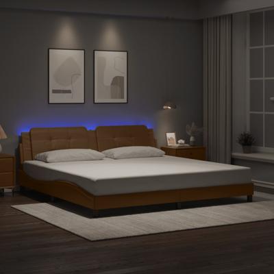 Bedframe met LED-verlichting kunstleer cappuccino 200x200 cm