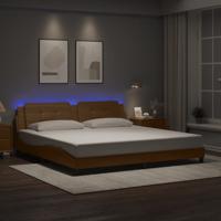 Bedframe met LED-verlichting kunstleer cappuccino 200x200 cm