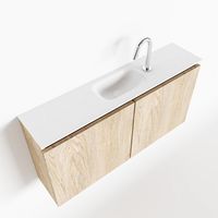 Toiletmeubel Mondiaz Ture | 100 cm | Meubelkleur Washed oak | Eden wastafel Talc Midden | 1 kraangat