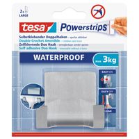 1x Tesa RVS dubbelehaak waterproof Powerstrips klusbenodigdheden 6 x 7 cm   - - thumbnail