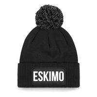 Eskimo muts met pompon unisex one size - zwart