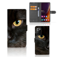 Samsung Galaxy Note20 Ultra Telefoonhoesje met Pasjes Zwarte Kat - thumbnail