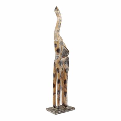 Beeld Houten Olifant op Standaard (51 x 12 x 9 cm)