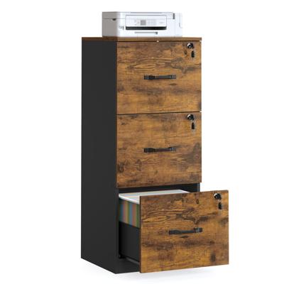 Archiefkast met afsluitbare laden en verstelbare hangstang, Vintagebruin-Zwart