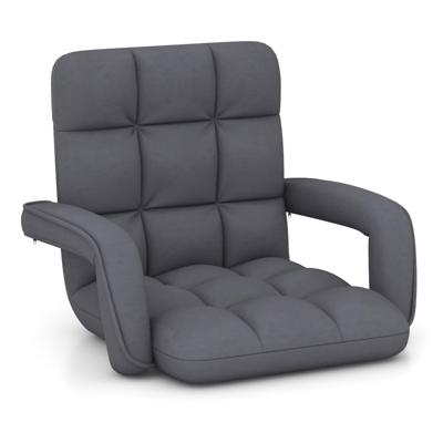 Vloerfauteuil met Rugleuning in 6 Standen Verstelbare Vloerfauteuil met Armleuningen Liggende Positie Luie Stoel voor Binnen