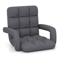 Vloerfauteuil met Rugleuning in 6 Standen Verstelbare Vloerfauteuil met Armleuningen Liggende Positie Luie Stoel voor Binnen