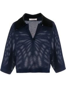 Dorothee Schumacher haut crop à col onré de sequins - Bleu