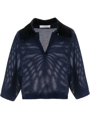Dorothee Schumacher haut crop à col onré de sequins - Bleu