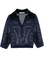 Dorothee Schumacher haut crop à col onré de sequins - Bleu