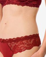 HEMA Damesstring micro met kant donkerrood (donkerrood)