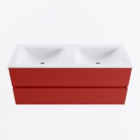 MONDIAZ VICA 120cm badmeubel onderkast Fire 2 lades. Wastafel CLOUD dubbel 2 kraangaten, kleur Talc.