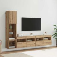 TV-wandmeubel met LED-striplichten 4 pcs Artisan Eiken Bewerkt hout