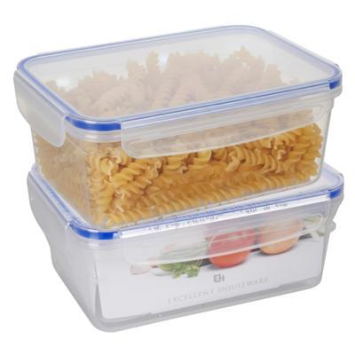 Vershoudbakje - 2x - 2200 ml - transparant - kunststof - 23 x 16 x 9,5 cm - Luchtdicht afgesloten