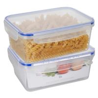 Vershoudbakje - 2x - 2200 ml - transparant - kunststof - 23 x 16 x 9,5 cm - Luchtdicht afgesloten